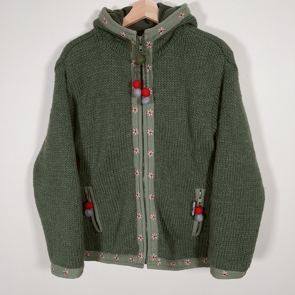 LAUNDROMAT | CHUNKY GREEN WOOL CARDIGAN
